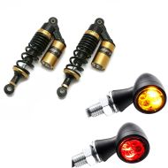 Set: Stossdämpfer hinten 280mm Paar RS2 + LED Blinker TX1 + E-Prüfzeichen und Brems- und Rücklicht