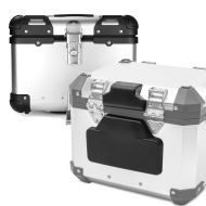 Set: Alu Top Case XS45 45 Liter silber + Rückenpolster passend für BMW TP Sozius Rückenlehne RL2