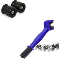 Set: Racingadapter Bobbins M6-8 carbon + Reinigungsbürste Motorradkette blau