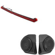 Set: Moto LED Feu de délimitation Topcase Craftride Feux de position compatible avec Harley Davidson King Tour Pak 06-24 en noir + Haut-parleurs arrière Craftride compatible avec Harley Davidson King Tour Pak Topcase Touring 14-24 noir