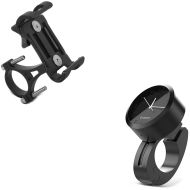 Set: Smartphonehalter SH5 passend für Lenker Handyhalter Alu Halterung + Lenkeruhr Analog Uhr LK1