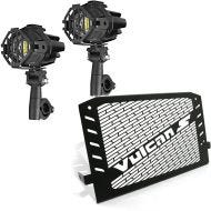 Set: Feux additionnels LED S22X + Protection de radiateur compatible avec Kawasaki Vulcan S / Café 15-19 KG1