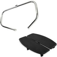 Set: Pare carter compatible avec Harley Davidson Touring 97-08 TR1 chrome + Inserts Marchepieds en caoutchouc