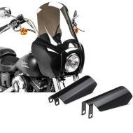 Set: Frontverkleidung passend für Harley Davidson Dyna Low Rider / Street Bob MG5 + Scheibe -rauchgrau + Handprotektoren