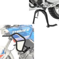 Set: Béquille centrale compatible avec Aprilia Tuareg 660 22-24 + Arceau de protection supérieur