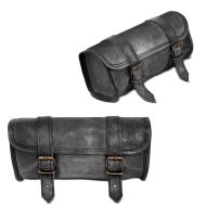 2x Motorrad Leder Werkzeugrolle passend für Chopper Retro Werkzeugtasche Craftride LR3 schwarz Spar-Set