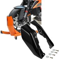 Set: Motorradwippe ConStands Easy-Plus Motorradständer bis 21 Zoll orange + Mittelrahmen Windabweiser passend für Harley Davidson Touring 09-24 Hitzeschutz Craftride WA3 schwarz