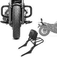 Set: Pare cylindre compatible avec Honda Rebel 500 CMX 17-24 pare carter Craftride avec Sissybar MD4 pour + porte bagages