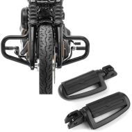 Set: Pare cylindre Mustache compatible avec Harley Davidson Softail Street Bob / Standard 18-24 Craftride noir + Repose-pieds chauffeur compatible avec Harley Davidson Softail 18-24 Craftride ST4 noir