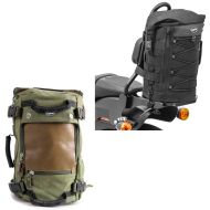 Set: Sacoche de sissybar pour motos custom DB4 Craftride avec Sac à dos moto Canvas Vintage VG6 28L vert