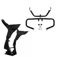 Set: Carénage coupe-vent WK1 compatible avec Harley Davidson Road Glide 17-23 Bug Spoiler Craftride noir + Barre de protection moteur tronquée compatible avec Harley Davidson Road Glide 15-22 Pare cylindre Craftride CH6 noir