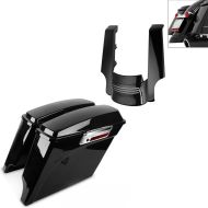 Set: Sacoches rigides compatible avec Harley Davidson Touring 94-13 Craftride Prolongés 35Ltr en noir + Prolongateur de Garde Boue arrière compatible avec Harley Davidson Touring 09-13 Craftride KV1 le noir