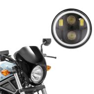 Set: Carenage de phare 5,75" Universel pare-brise Craftride SM5 noir + Phare LED 5,75" compatible avec Harley Davidson M18 Feux avant Noir