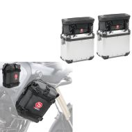 Paire de sacoches de pare-chocs + 2x Sacoche de couvercle pour valises alu compatible avec Triumph Tiger 1200 Explorer / XC / XR
