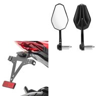 Support de plaque d'immatriculation compatible avec Ducati Monster 937 21-24 + rétroviseur bout de guidon