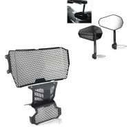 Cache radiateur compatible avec Ducati Hypermotard 950 / SP 19-24 + 2x rétroviseurs embouts de guidon
