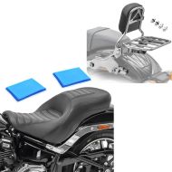 Set: Selle Gel Biplace compatible avec Harley Davidson Sport Glide 18-24 Craftride HX6 Comfort + Sissy Bar compatible avec Harley Davidson Softail / Sport Glide 18-24 R1 porte-bagages kit montage R1 chrome Craftride