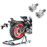 Rangierhilfe Montagestander Hinterrad Mover 1 + Prismabuchsen-Racingadapter Motea Jerez M8 silber