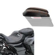 Set: Sitzbank passend für Harley Davidson Touring 09-24 Komfortsitzbank Craftride RH3 schwarz-orange + Abdeckung Seitenkoffer Deckel passend für Harley Davidson Road Glide Special 15-24 Craftride orange
