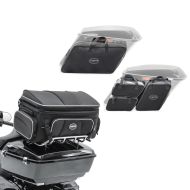 Set: Motorrad Hecktasche Craftride TT1 Topcase Tasche für Gepäckträger 73Ltr schwarz + Koffer Innentaschen passend für Harley Davidson Touring 08-24 Craftride HT4 Paar
