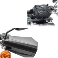 Set: Protège mains compatible avec Harley Davidson Protege guidon HP4 noir + Sacoche de guidon pour motos Custom Craftride LB1