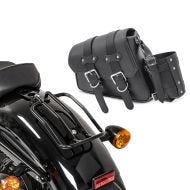 Set: Gepäckträger passend für Harley Davidson Sportster 04-20 Solo Rack Craftride schwarz + Satteltasche passend für Chopper / Custombike Special Seitentasche links SB5 Craftride schwarz CB30990