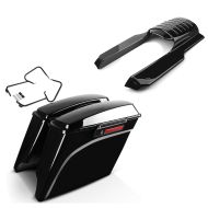 Set: Sacoches Rigides Stretched LB compatible avec Harley Davidson Touring 97-08 avec supports noir Craftride + Prolongateur de Garde Boue arrière compatible avec Harley Davidson Touring 96-08 Craftride