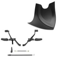 Set: Bugspoiler passend für Harley Davidson Sportster 1200 Roadster 17-20 Motor Spoiler Craftride CP6 schwarz matt + Vorverlegte Fußrastenanlage passend für Harley Davidson Sportster 1200 Iron 18-20 Craftride schwarz