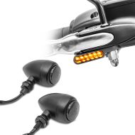 LED Lenkerblinker Blinker M2 getönt CB18265 + LED Blinker BL15 mit E-Prüfzeichen passend für Chopper vorne-hinten getönt