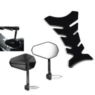 Tankpad Fishbone autocollant de protection de réservoir + rétroviseur d'extrémité de guidon compatible avec Motocross, Enduro