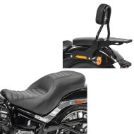 Set: Selle Biplace compatible avec Harley Davidson Softail Street Bob 18-24 Craftride TR2 Comfort + Sissy Bar CL Fix compatible avec Harley Davidson Softail Street Bob 18-24 porte bagages noir Craftride