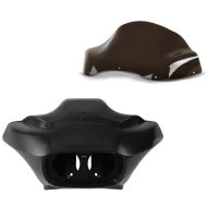 Set: Windschild passend für Harley Davidson Road Glide / Custom 98-13 Wave 13" dunkel getönt Craftride + Frontverkleidung Innen-Aussen passend für Harley Davidson Road Glide/ Custom 98-13 Craftride matt schwarz