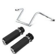 Set: Lenker-Griffe 1" Zoll Craftride HG2 CNC Alu passend für Harley Davidson Street Glide Special 15-23 Elektronischer Gasgriff + Lenker Square Fat 1-1/4" Höhe 12" passend für Harley Davidson von Craftride Chrom