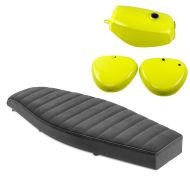 Sitzbank flach VS1 Craftride passend für Simson S51 / S50 / S70 + Tank / Benzintank mit Seitendeckel gelb