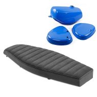 Banquette plate VS1 Craftride compatible avec Simson S51 / S50 / S70 + réservoir / réservoir essence avec cache latéral bleu