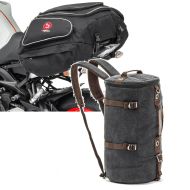 Set: Moto Sacoche de selle X50 50Ltr noir Bagtecs avec Sac à dos moto Canvas VG8 Vintage 35Ltr Retro noir