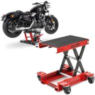 Set: elevateur ciseaux Mid-lift L 680kg en rouge ConStands avec Pont élévateur moto chariot HR1 500kg rouge