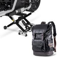 Set: Elevateur ciseaux Mid-lift XL Cric hydraulique 500kg noir ConStands avec Sac à dos moto RL3 Vintage 24Ltr noir