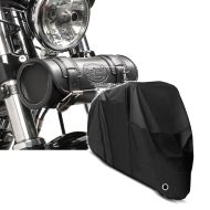 Set: Moto Sacoche Fourche outils Elgin 2,4Ltr pour Retrobikes noir Craftride avec Housse Moto XL Bache moto imp. noir