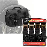 Set: Motorrad Satteltasche Canvas mit Innentasche CV1 sw Craftride mit Spanngurt Set sw
