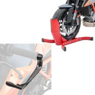 Set: Motorradwippe Easy-Plus bis 21" rot ConStands mit Hebelschützer Lever Guard Bremshebel Kupplung Hebelschutz X6 sw