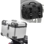 Set: Motorrad Alu Top Case XS45 Alu univ. 45 Liter silber Bagtecs mit Satteltasche Canvas mit Innentasche CV1 sw