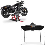Set: elevateur ciseaux Mid-lift L 680kg en rouge ConStands avec Pavillion pliable 3x3m pour la piste MOTEA