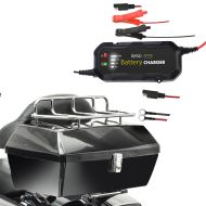 Set: Topcase mit Gepäckgrill Missouri 43Ltr passend für Chopper sw Craftride mit Batterie Ladegerät BC2 1.500mA