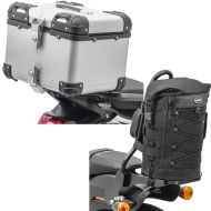 Set: Motorrad Alu Top Case XS45 Alu univ. 45L silber Bagtecs mit Sissybar Tasche passend für Chopper und Cruiser Hecktasche DB4
