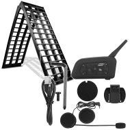 Set: Rampe de Chargement V noir en Alu, max. 680 kg pliable, pour Moto ConStands avec Intercom moto IK6 Bluetooth