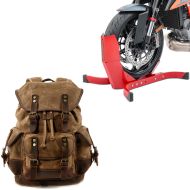 Set: Sac à dos moto Canvas RG8 Vintage 20Ltr Retro marron Craftride avec Bloque Roue Easy-Plus à 21 Pouces rouge