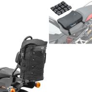 Set: Sacoche de sissybar pour motos custom sac rouleau arrière DB4 Craftride avec Moto Coussin d'air Air Deluxe S noir