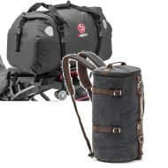 Set: Sacoche de selle Moto arrière XF60 Volume 60l Bagtecs avec Sac à dos moto Canvas VG8 35Ltr Retro noir