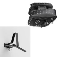 Set: Überwurf Satteltaschen passend für Chopper Cruiser Retro VH6 sw Craftride mit Garderobe WH2 Wandhalterung Helmhalter sw